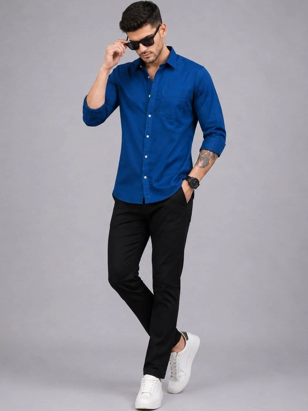 Roadster Men Blue Solid Regular Fit Casual Shirt thumbnail 2
