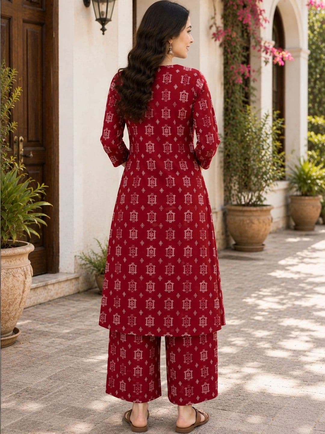 NEW ETHNIC 4 YOU Women Printed Regular Kurta with Palazzos thumbnail 4