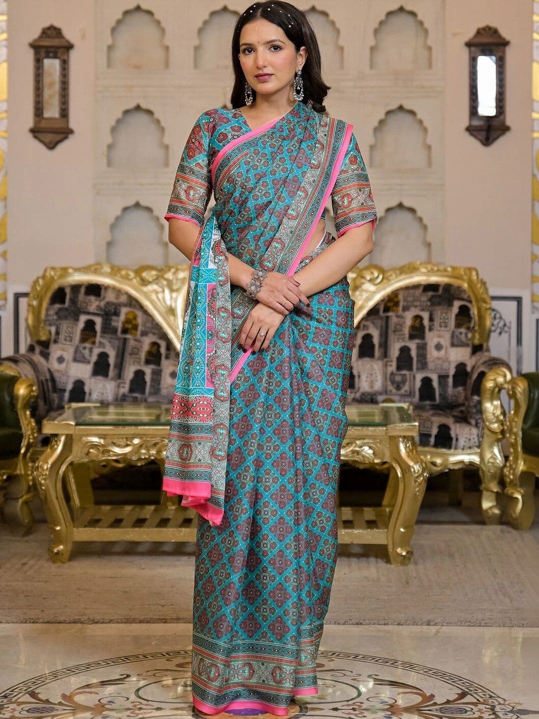 KALINI Woven Design Pure Georgette Saree thumbnail 2