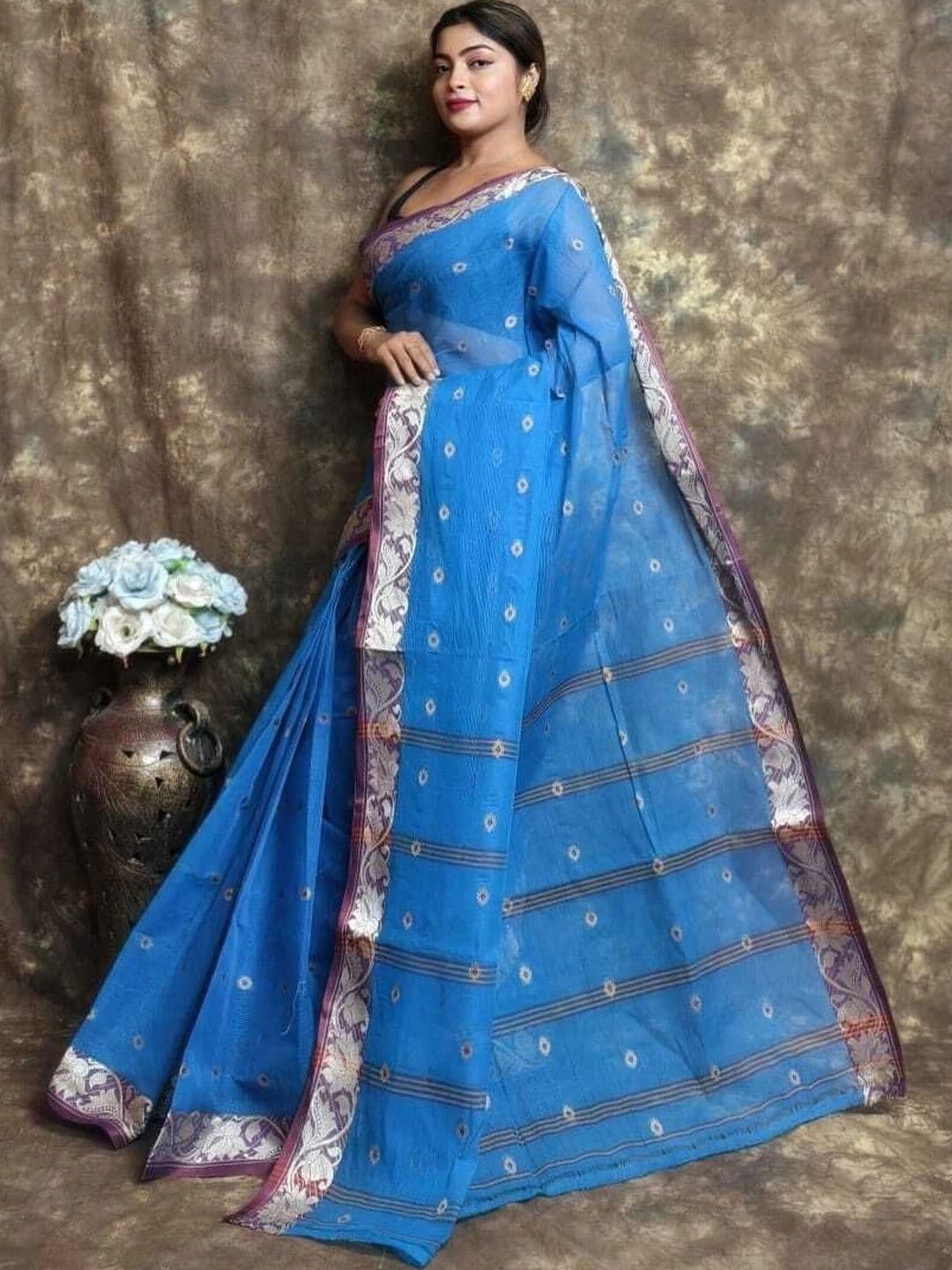 TANTSHREE Woven Design Zari Pure Cotton Saree thumbnail 5