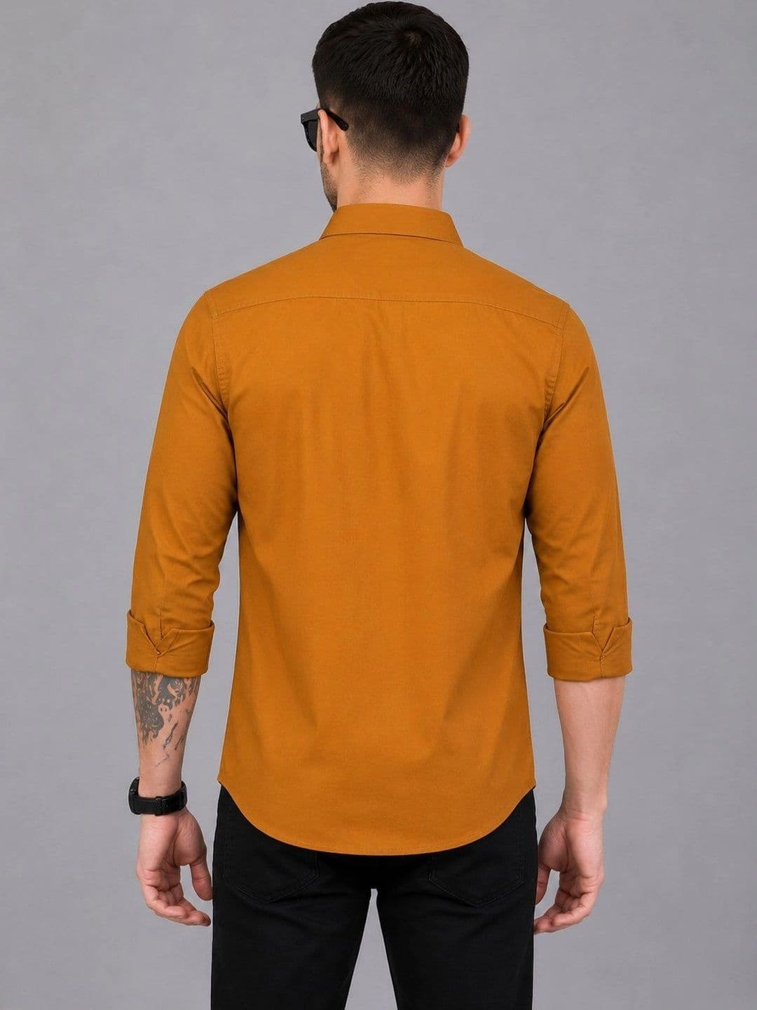 Roadster Men Mustard Solid Regular Fit Spread Collor Casual Shirt thumbnail 7