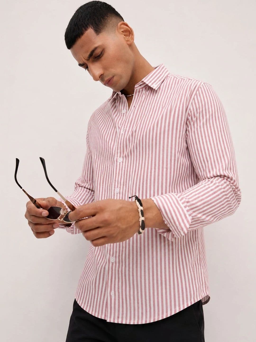R.Code by The Roadster Life Co. Men Standard Striped Casual Shirt - view 1