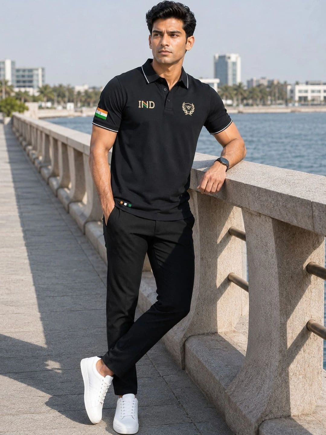 Warrior World Men Brand Logo Polo Collar T-shirt thumbnail 3
