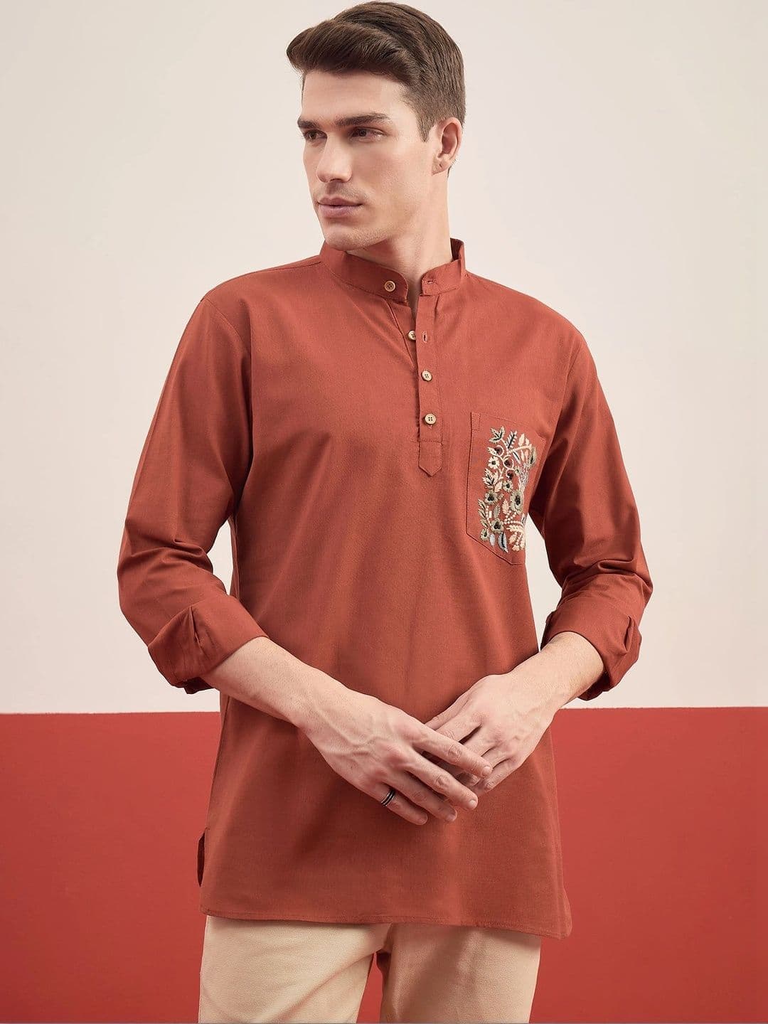 SOURAGYA Men Embroidered Thread Work Kurta - view 1