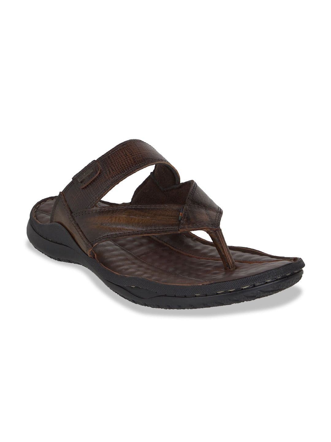 Buckaroo Men Brown & Black Leather Comfort Sandals thumbnail 4