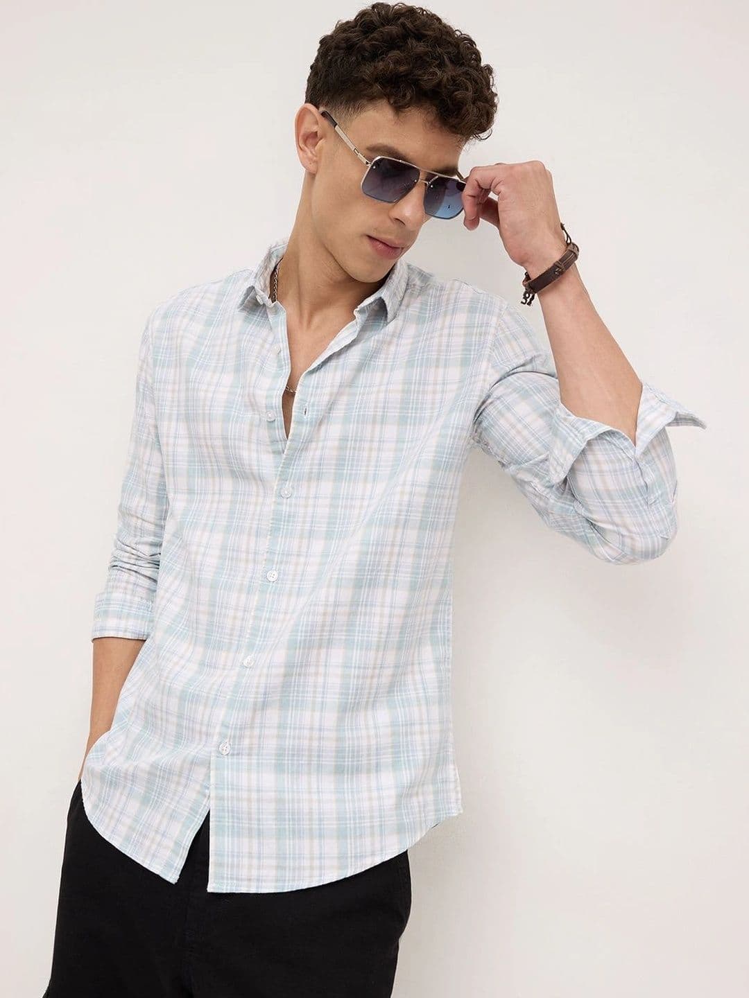 VASTRADO Men Classic Slim Fit Checked Casual Shirt thumbnail 2
