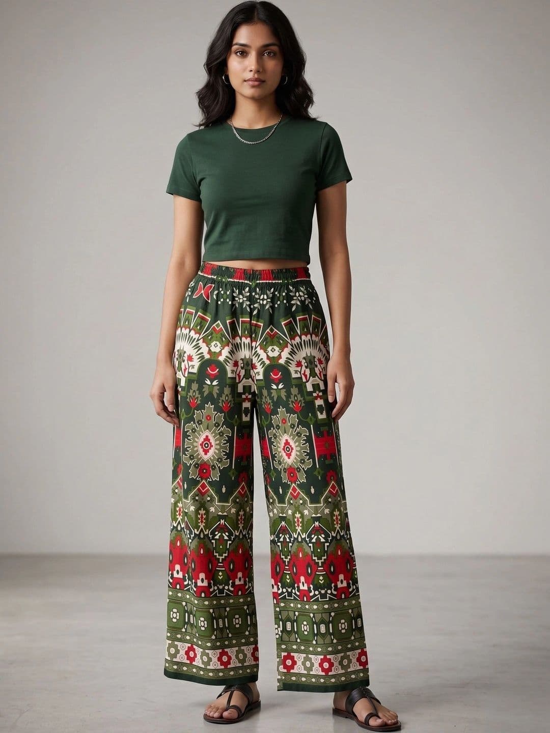 AVEE FASHION Women Ethnic Motifs Printed Knitted Ethnic Palazzos - view 1