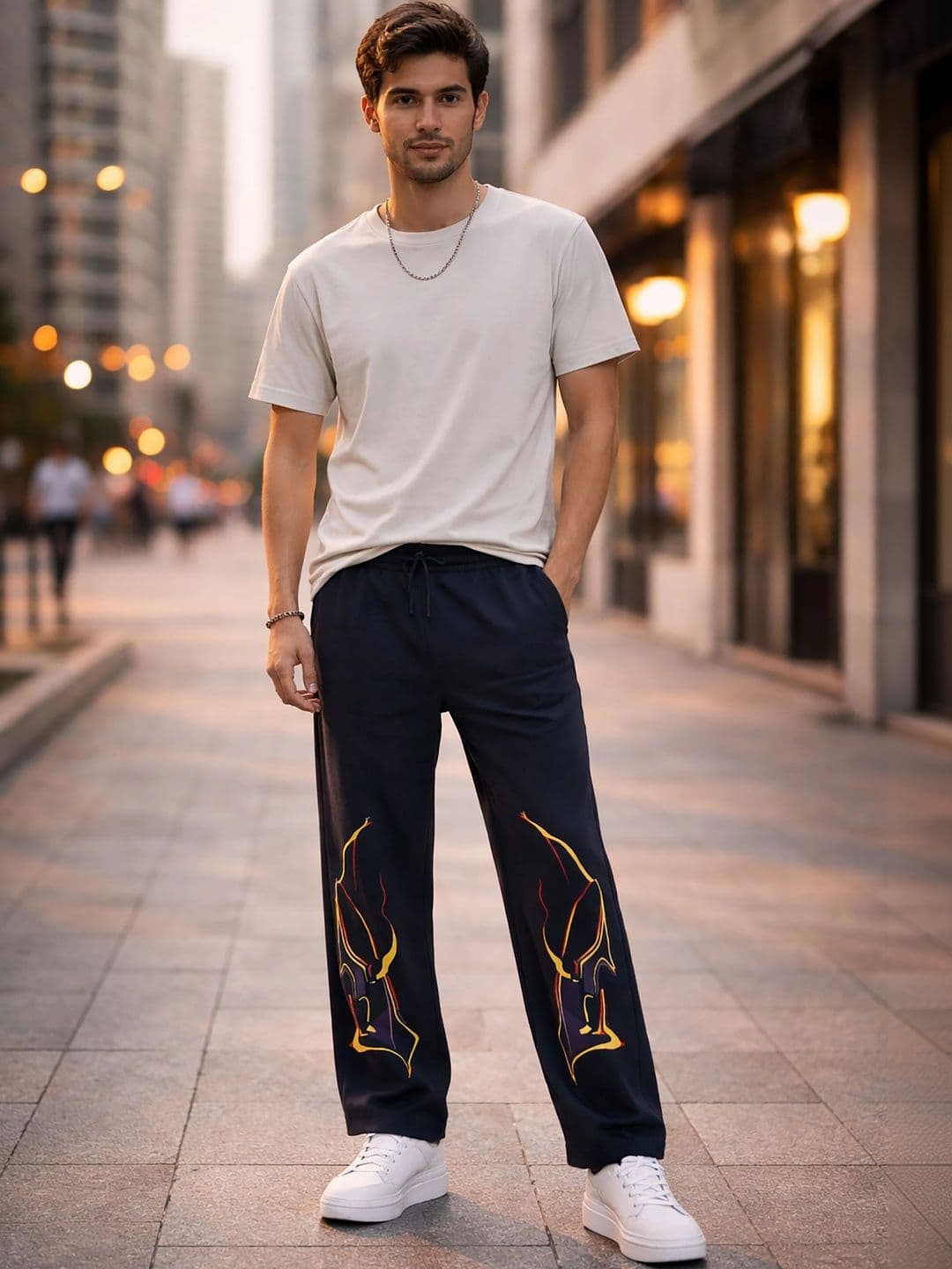 HERE&NOW Men Regular Fit Graphic Print Training Track Pants thumbnail 3