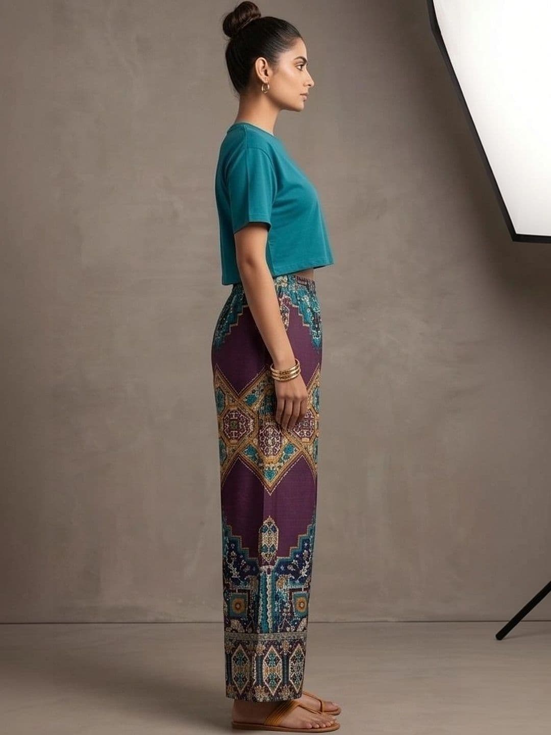 AVEE FASHION Women Ethnic Motifs Printed Knitted Ethnic Palazzos thumbnail 2