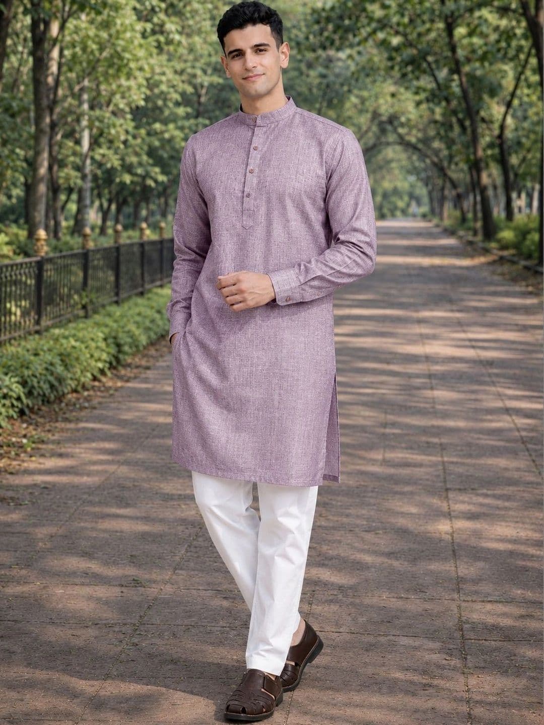 Anouk Men Cotton Linen Kurta - view 1
