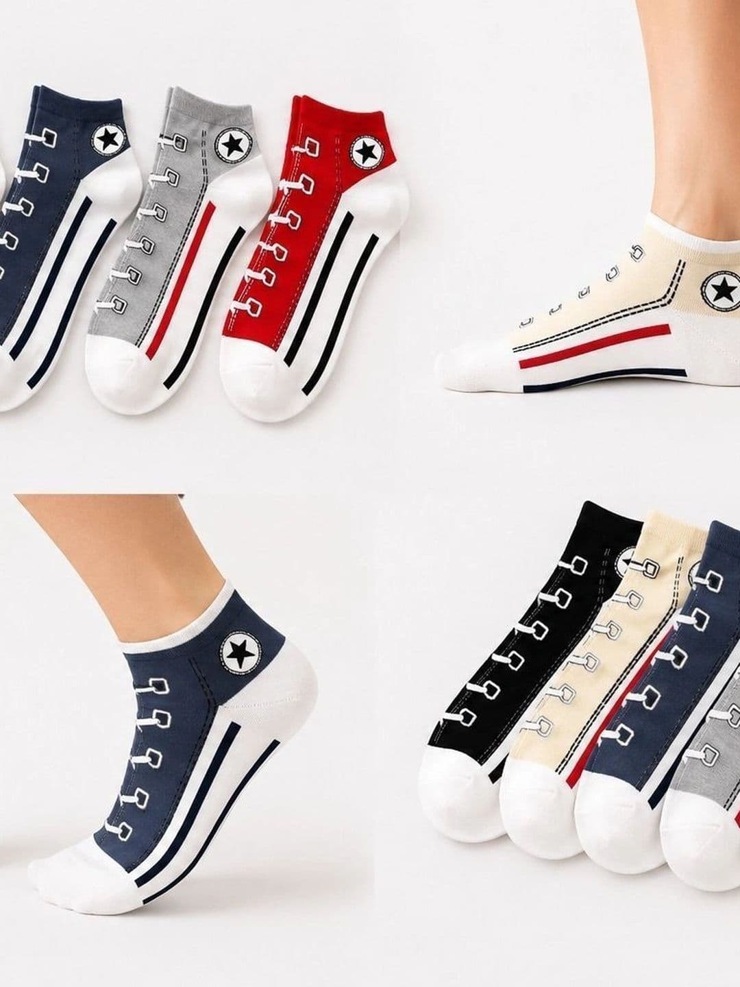 REDCARP Men Pack of 5 Cotton Patterned Ankle Length Socks thumbnail 2