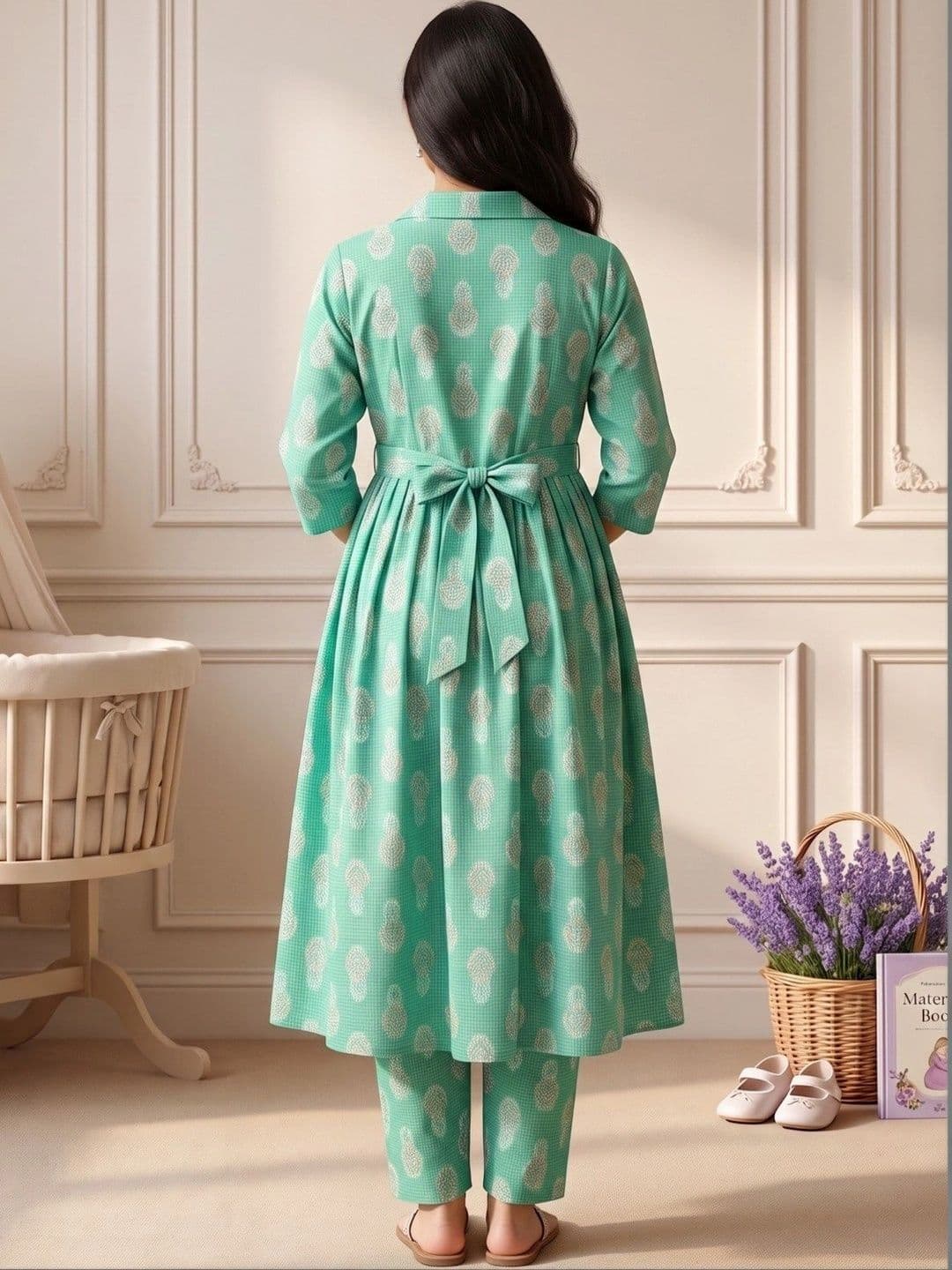 DUMMY SHAPE Women Floral Maternity Kurta with Trousers thumbnail 7