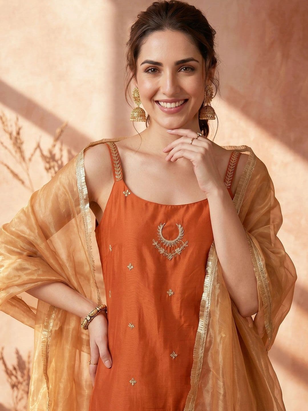 AVANSHEE Women Ethnic Motifs Embroidered Regular Thread Work Kurta with Palazzos & With Dupatta thumbnail 7
