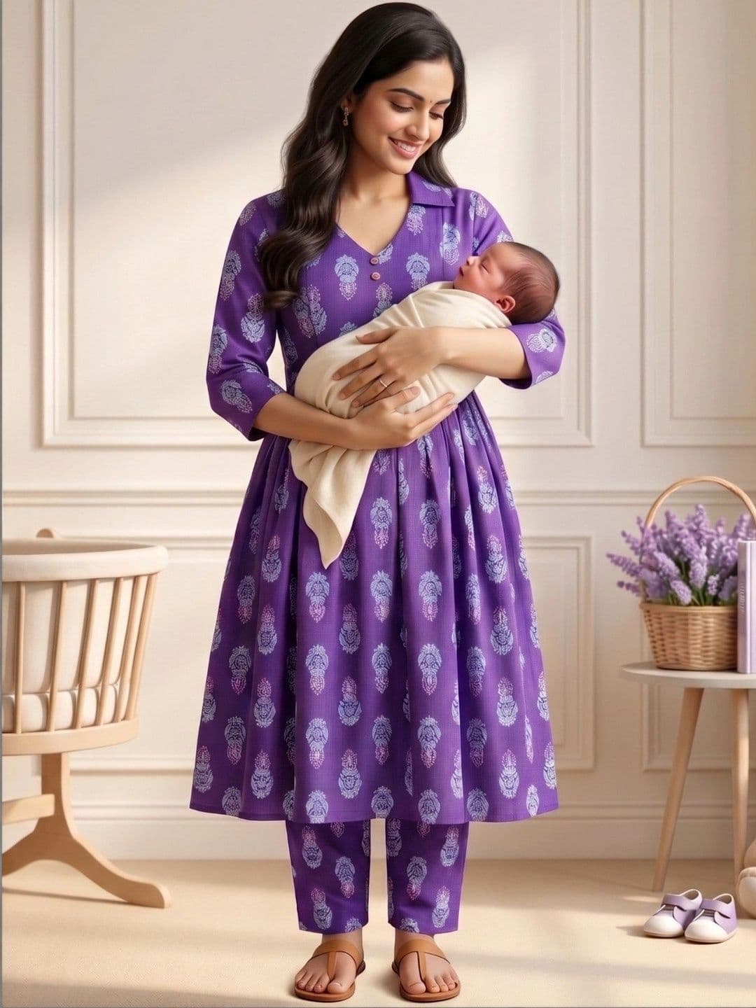 DUMMY SHAPE Women Ethnic Motifs Printed Empire Kurta with Trousers thumbnail 6