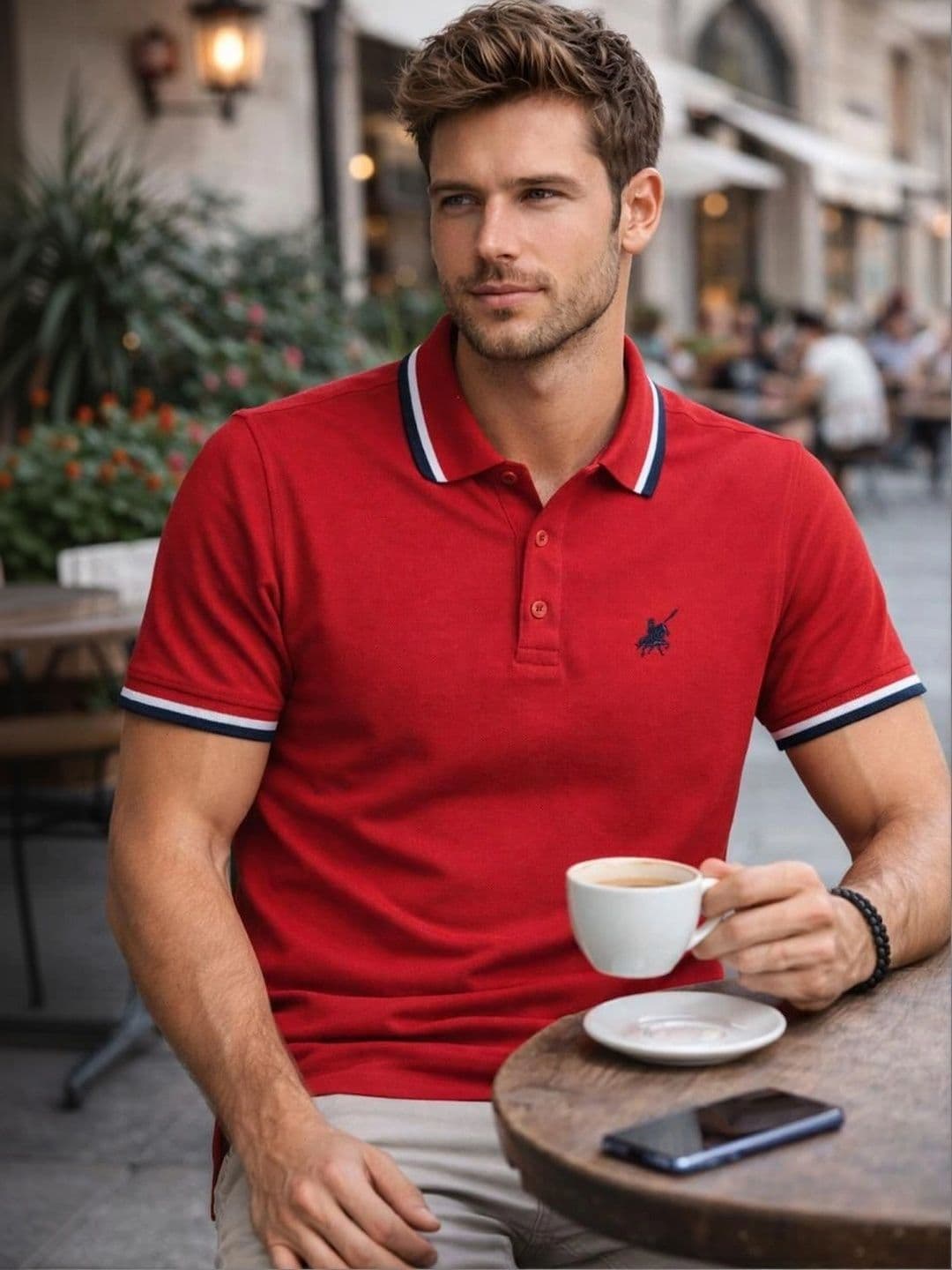 Here & Now X Raves Men Brand Logo Polo Collar T-shirt thumbnail 5