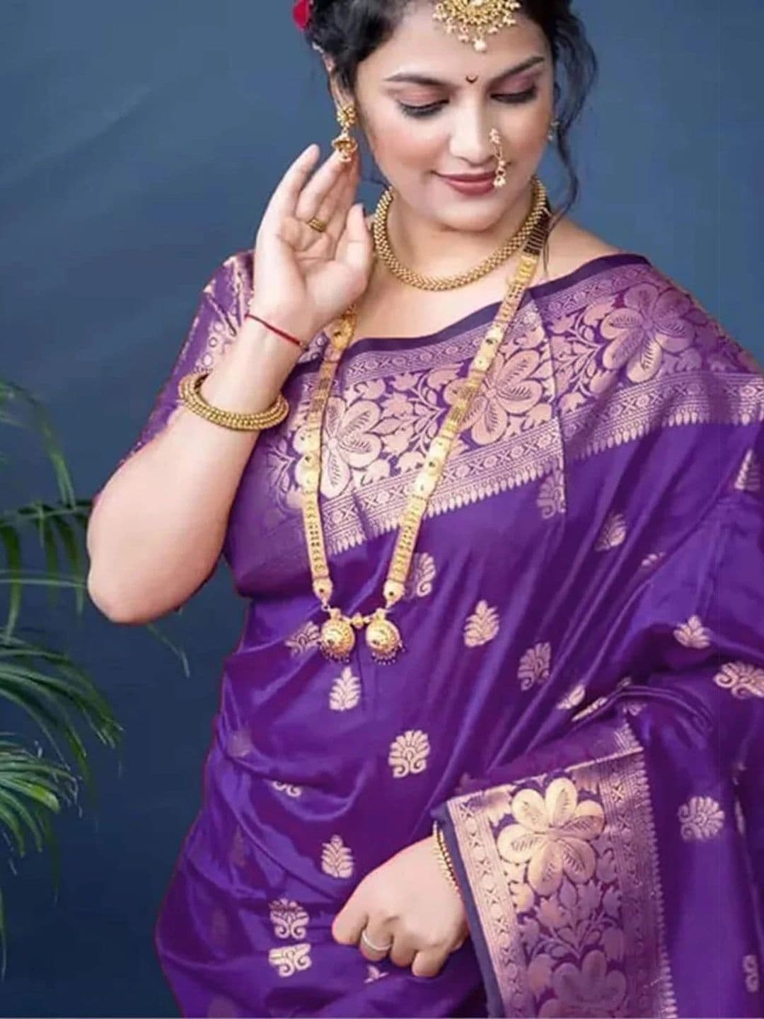 VYOM CREATION Woven Design Zari Art Silk Banarasi Saree thumbnail 5