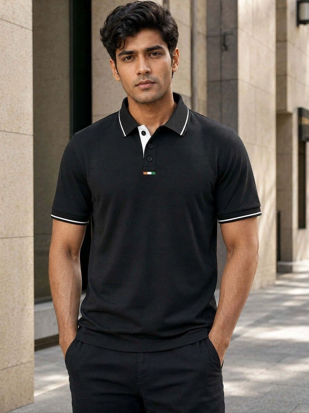 Warrior World Men Polo Collar Pure Cotton T-shirt - view 1