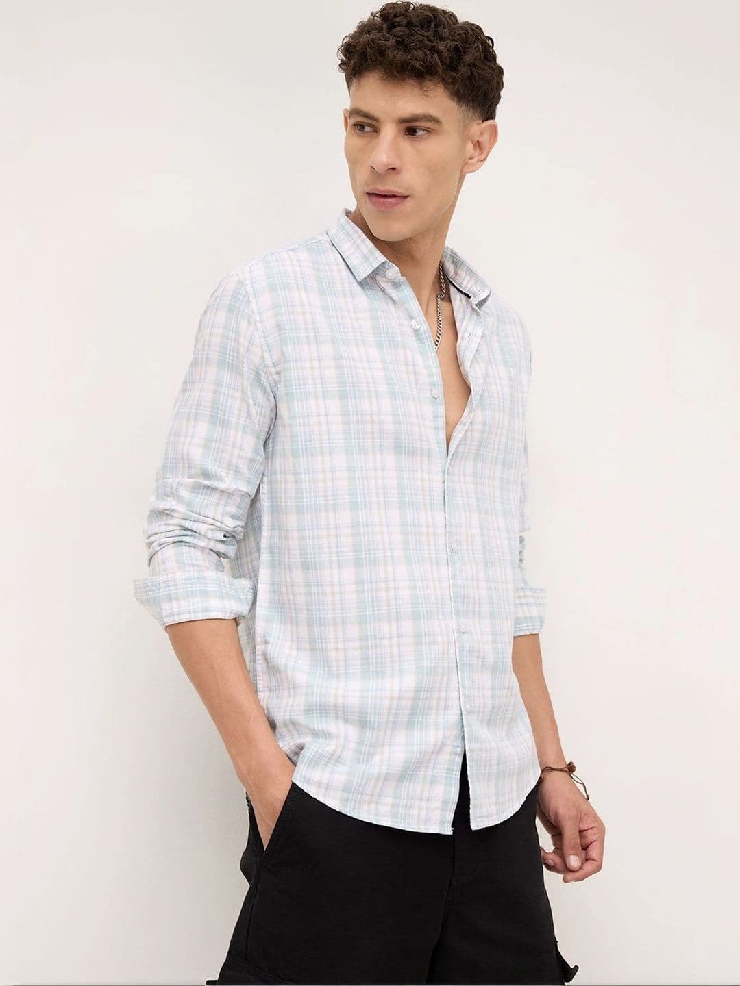 VASTRADO Men Classic Slim Fit Checked Casual Shirt thumbnail 6