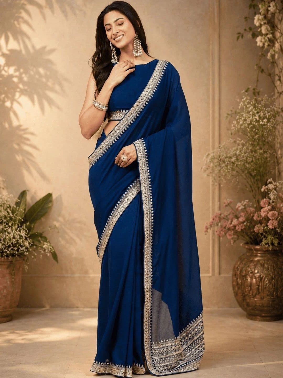 kasee Embellished Embroidered Silk Blend Heavy Work Saree - view 1