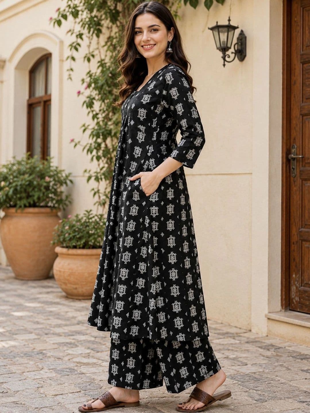 NEW ETHNIC 4 YOU Women Printed Regular Kurta with Palazzos thumbnail 5