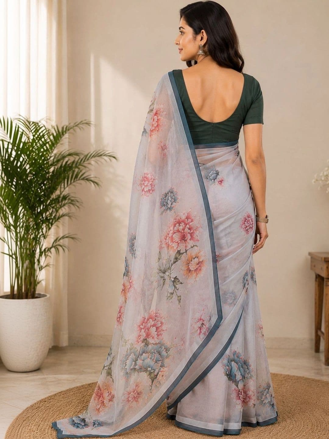 DEVI FASHIONS LLP Floral Poly Crepe Saree thumbnail 3