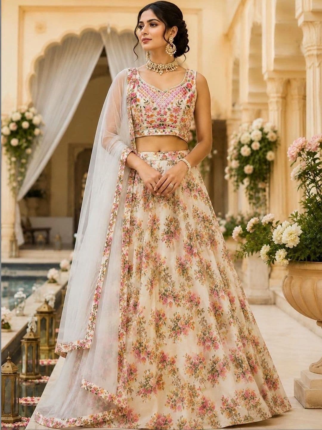 Indi Kal Embroidered Sequinned Ready to Wear Lehenga & Blouse With Dupatta - view 1