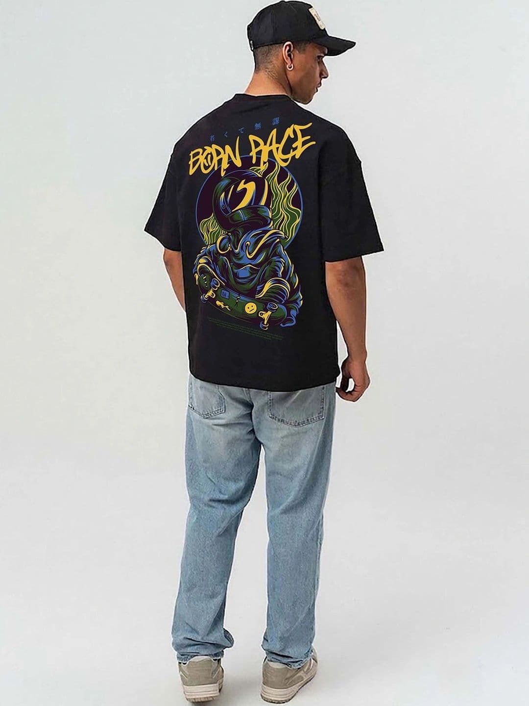 Mast & Harbour Men Printed Drop-Shoulder Sleeves T-shirt thumbnail 4