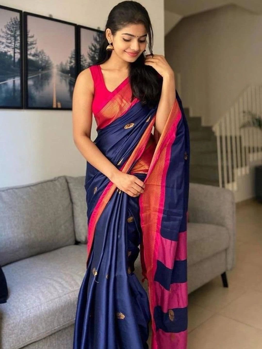 revika Woven Design Zari Art Silk Designer Kanjeevaram Saree thumbnail 2