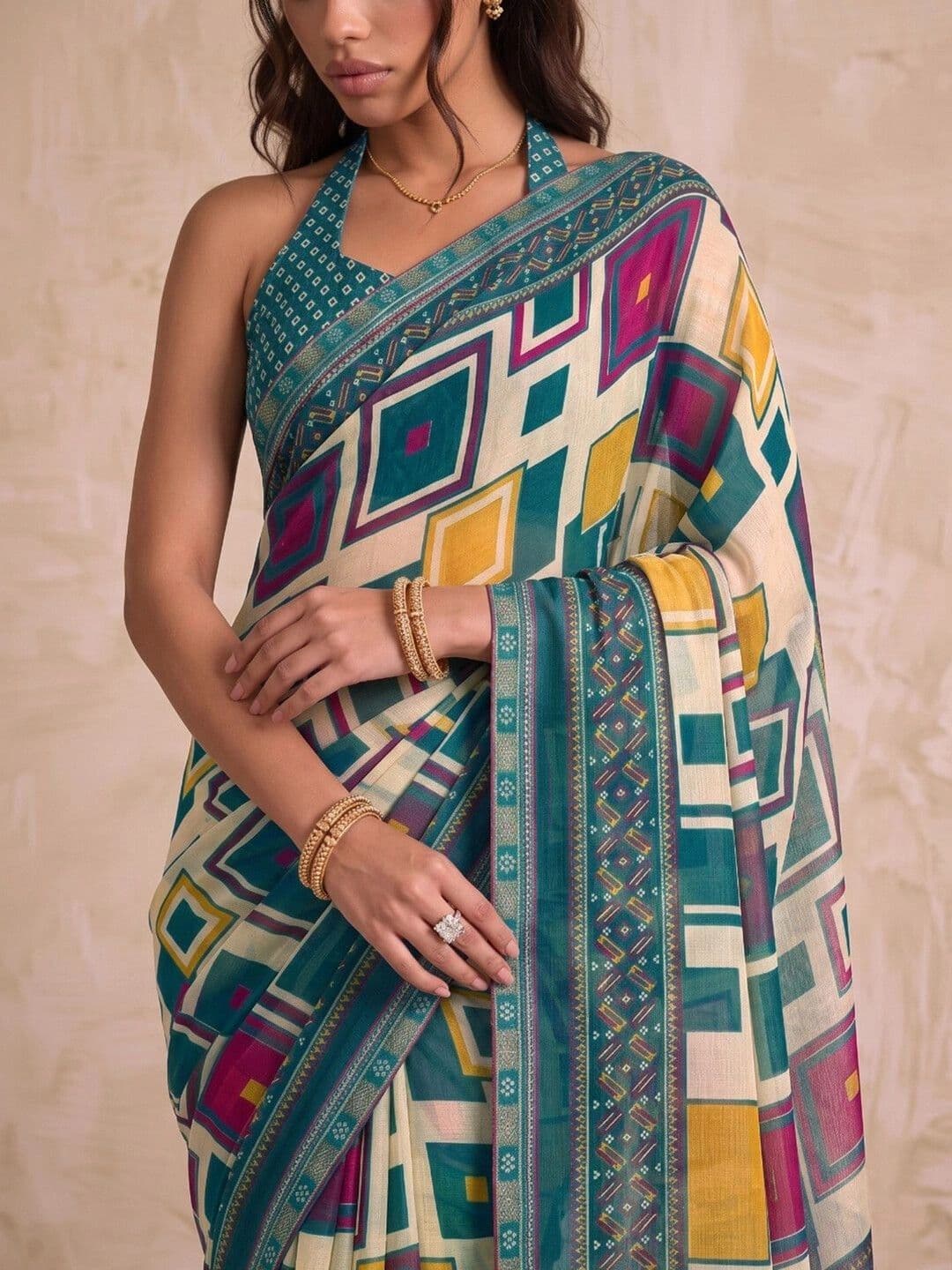 SAARA Ethnic Motifs Pure Georgette Saree thumbnail 5