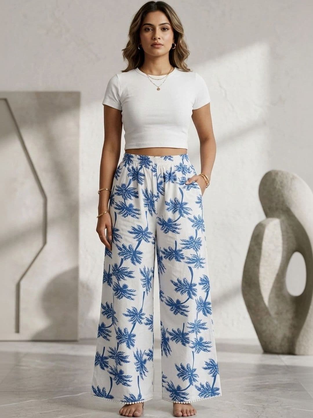 AVEE FASHION Women Printed Knitted Palazzos - view 1