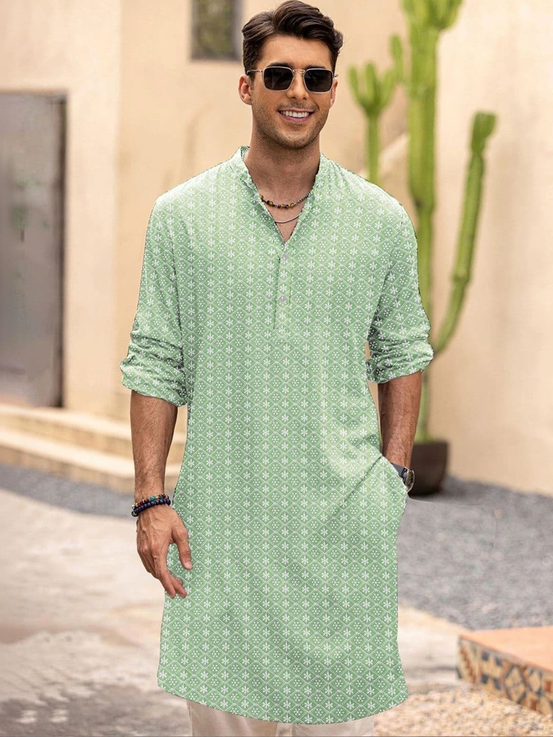 Anouk Men Geometric Embroidered Kurta - view 1