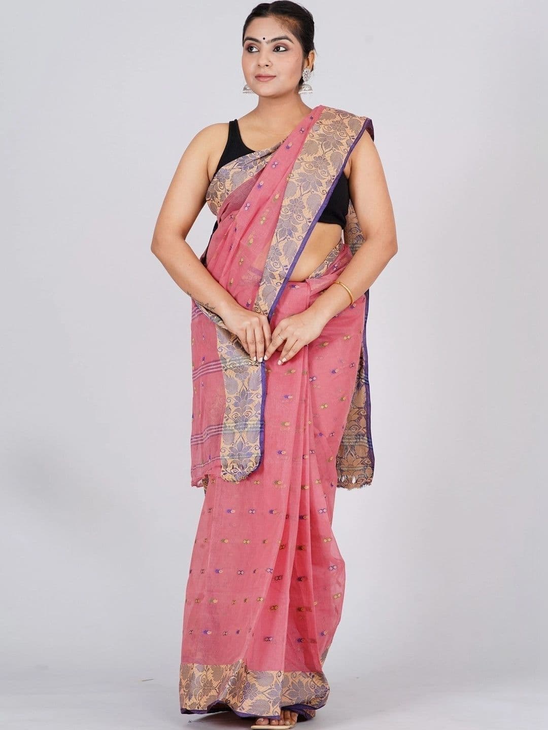 TANTSHREE Woven Design Zari Pure Cotton Saree thumbnail 3