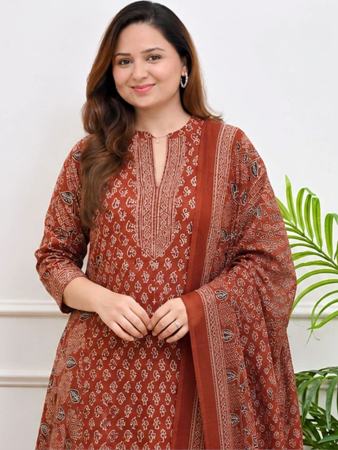 GoSriKi Women Ethnic Motifs Printed Regular Kurta with Palazzos & With Dupatta thumbnail 6