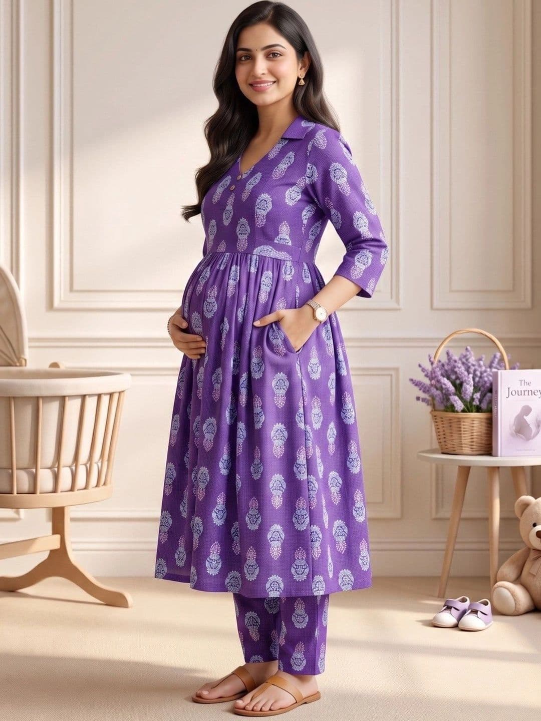 DUMMY SHAPE Women Ethnic Motifs Printed Empire Kurta with Trousers thumbnail 4