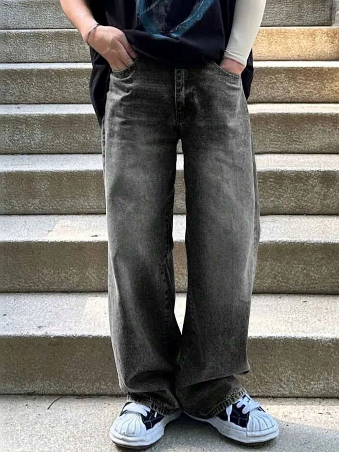 Stylecast X Kotty Men Wide Leg Mid-Rise Stretchable Jeans - view 1