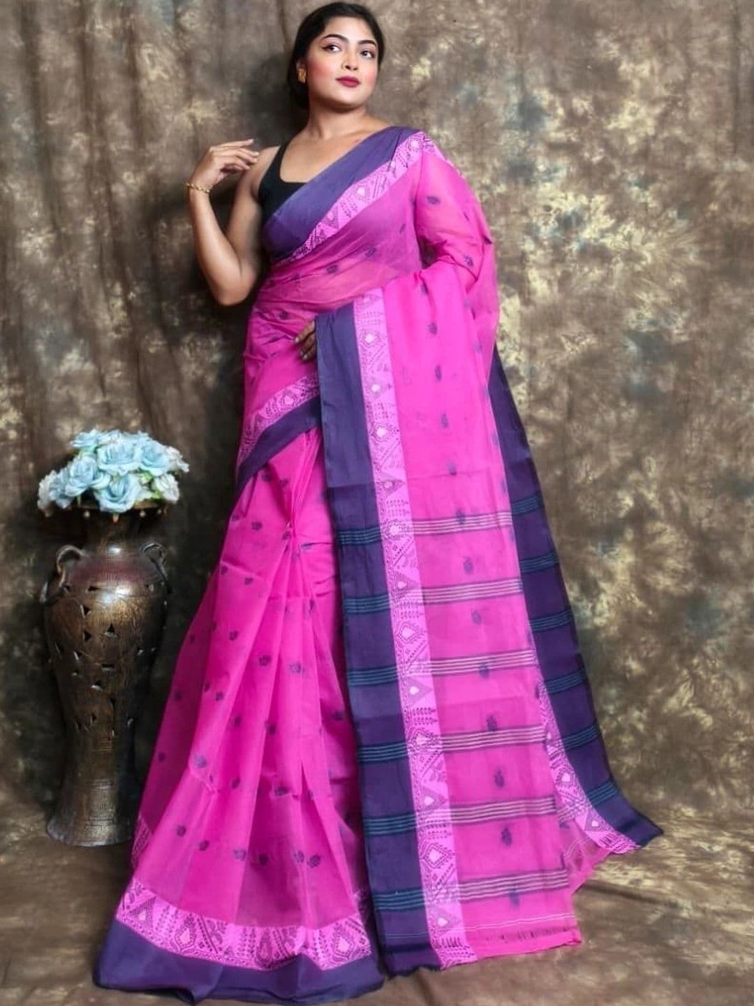 TANTSHREE Embroidered Pure Cotton Saree - view 1