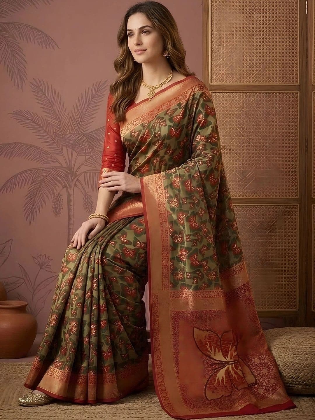 Mitera Woven Design Zari Silk Blend Saree thumbnail 4