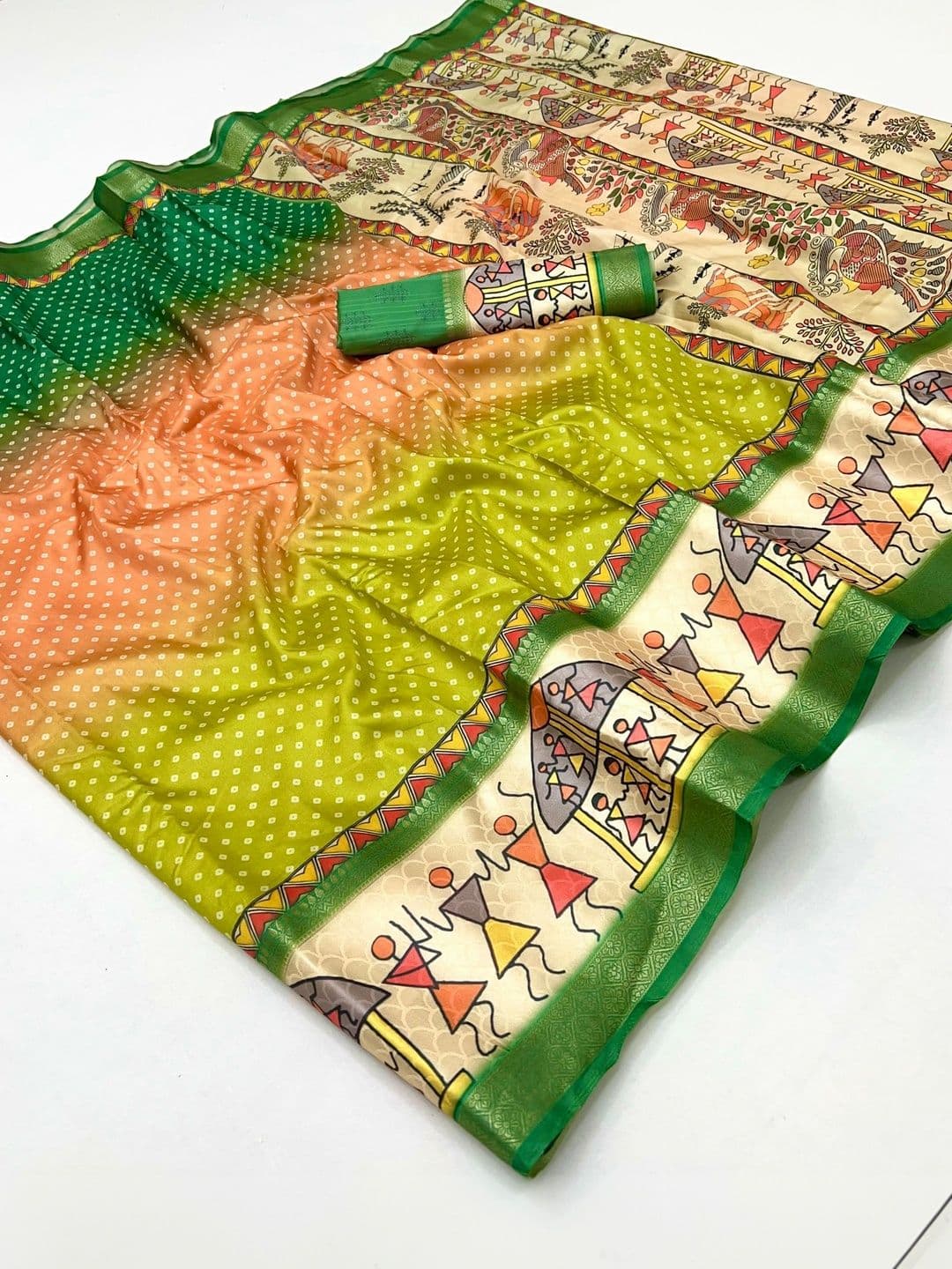 NARIVESH TRENDS Warli Silk Blend Saree thumbnail 2