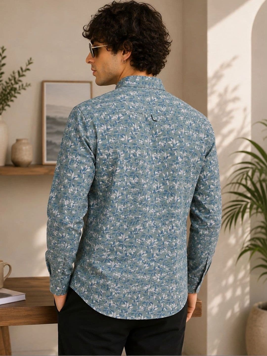AGNIVAR COLLECTION Men Tailored Fit Floral Semi Sheer Printed Casual Shirt thumbnail 5