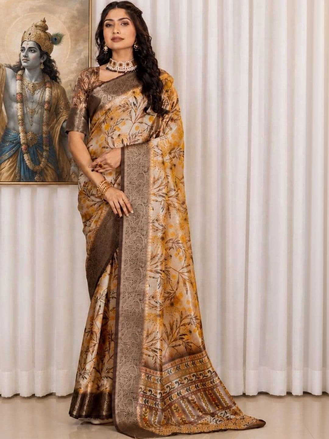 Sampada india Floral Silk Blend Saree - view 1