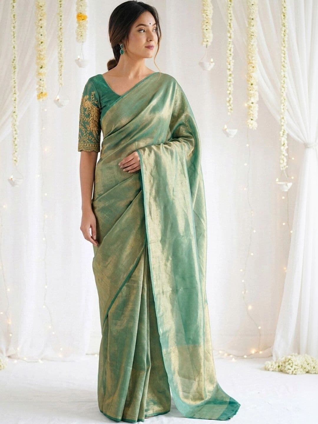 Satrani Embroidered Tissue Saree - view 1