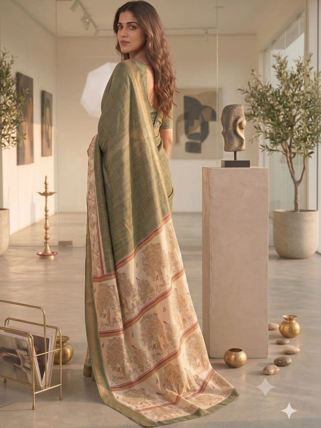 NARIVESH TRENDS Kalamkari Art Silk Saree thumbnail 4