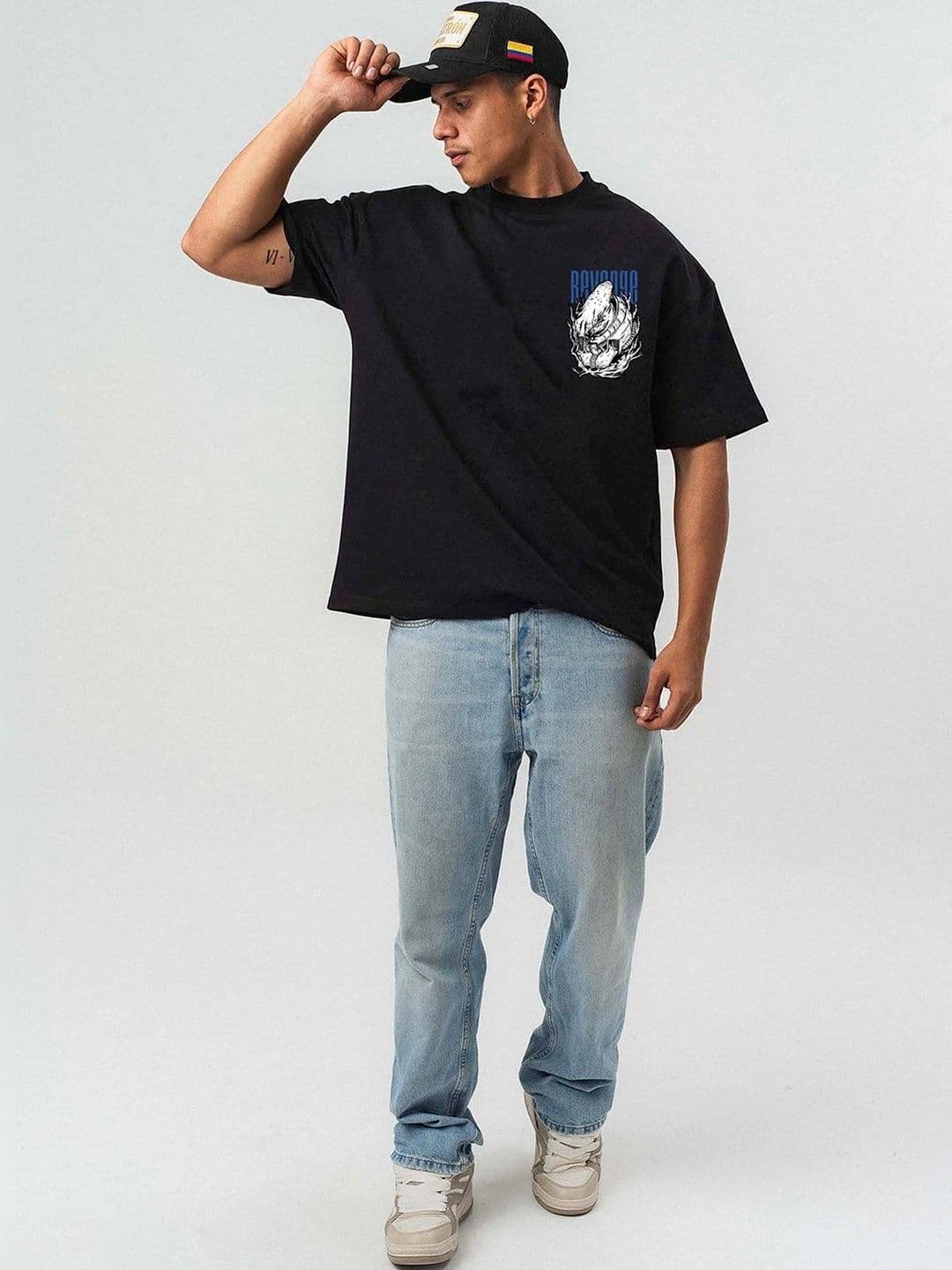 Mast & Harbour Men Printed Drop-Shoulder Sleeves T-shirt thumbnail 3