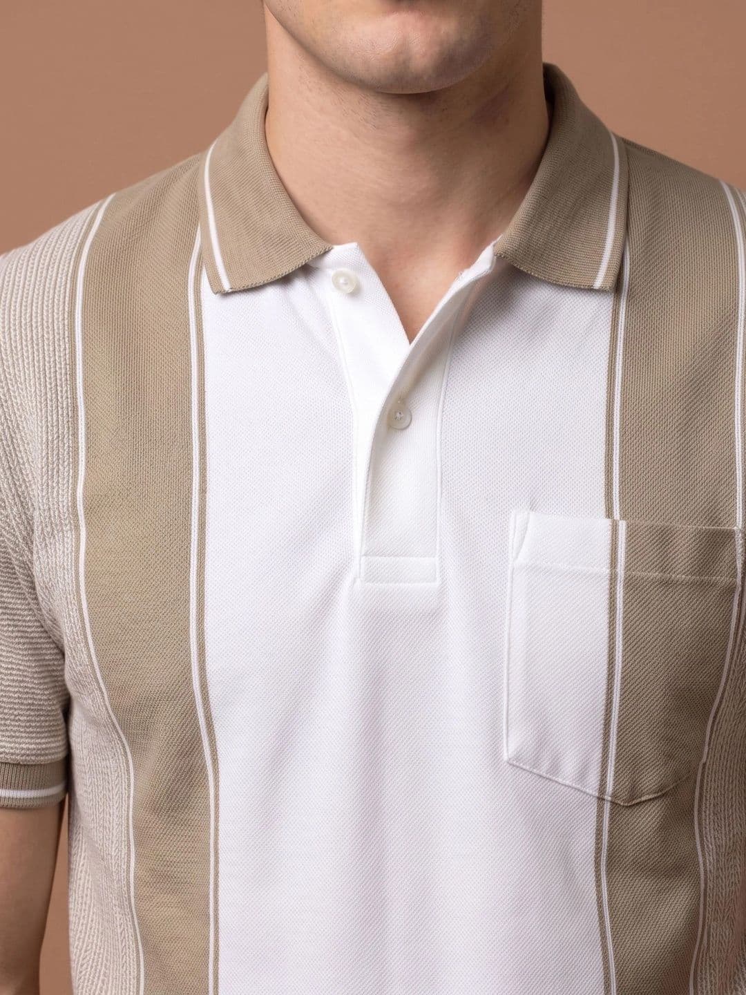 Roadster Men Striped Polo Collar Monochrome Pockets T-shirt thumbnail 6