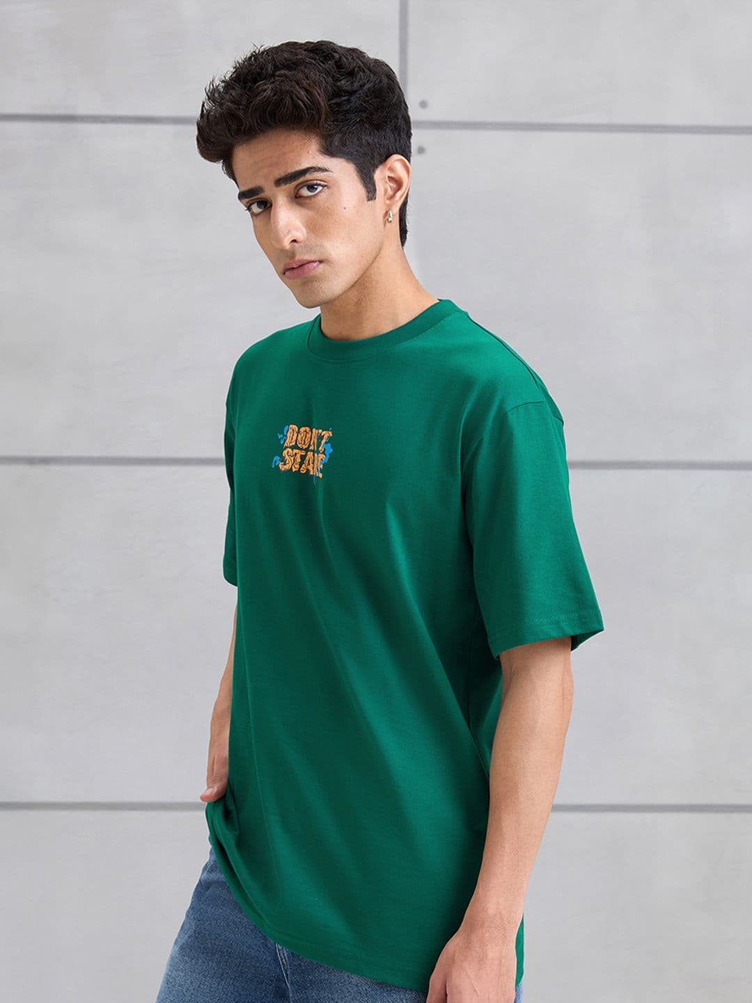 VEIRDO Men Graphic Printed Round Neck Cotton Oversized T-shirt thumbnail 4