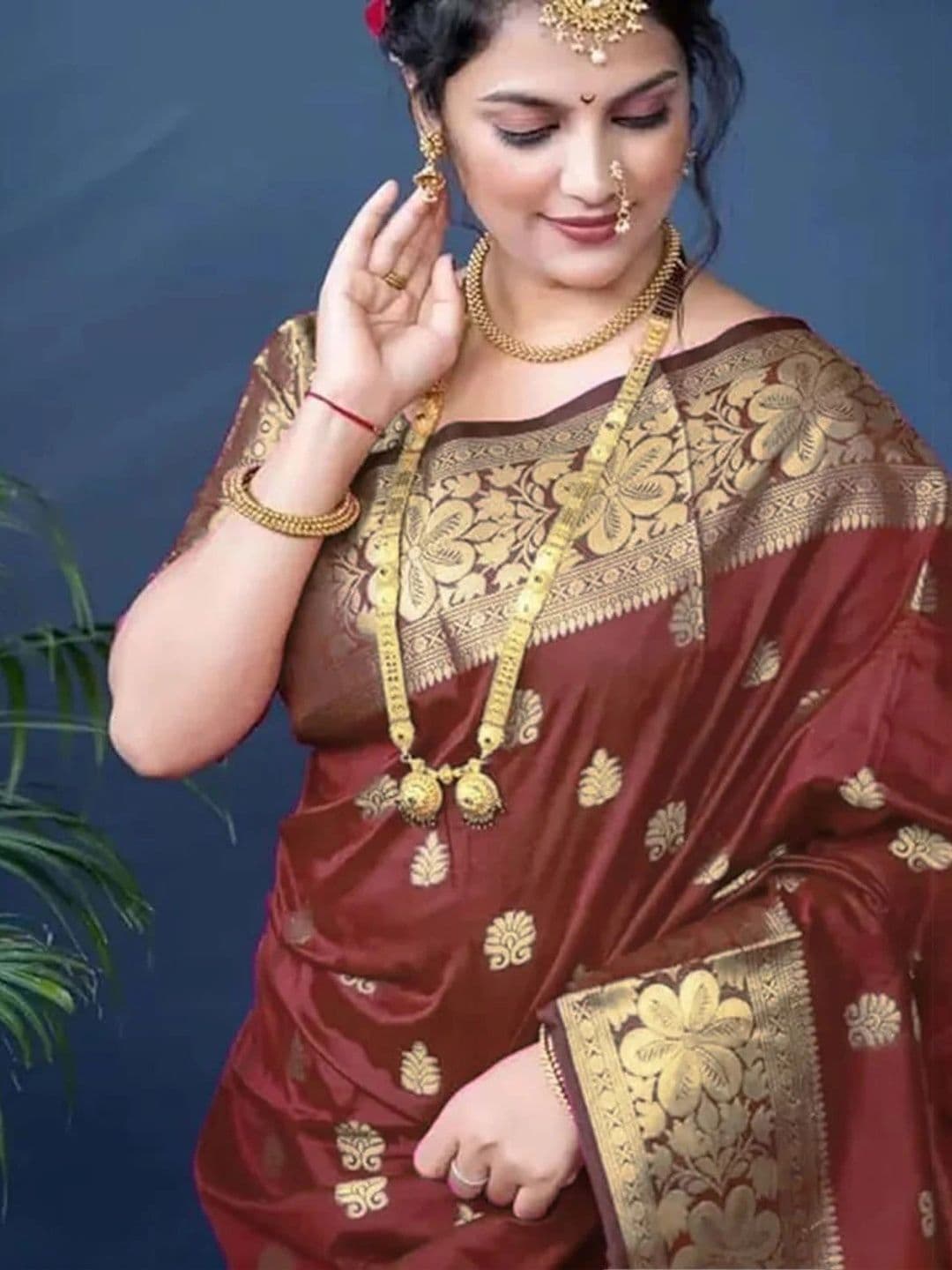 VYOM CREATION Woven Design Zari Art Silk Banarasi Saree thumbnail 6