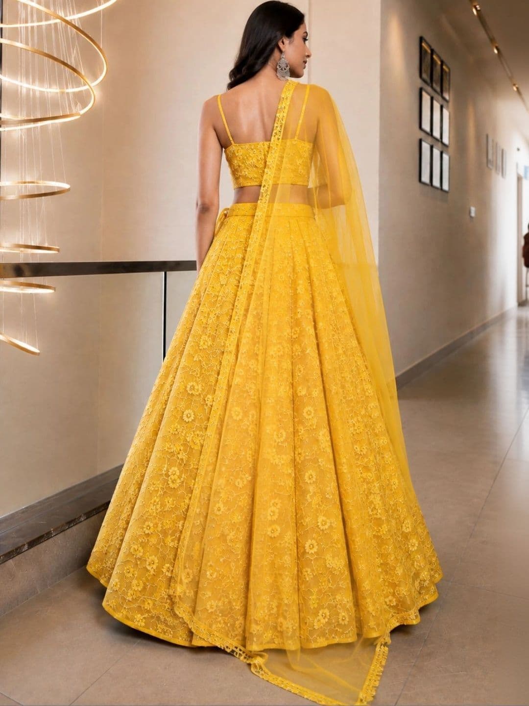 HOUSE OF JAMOTI Embroidered Thread Work Ready to Wear Lehenga & Blouse With Dupatta thumbnail 3