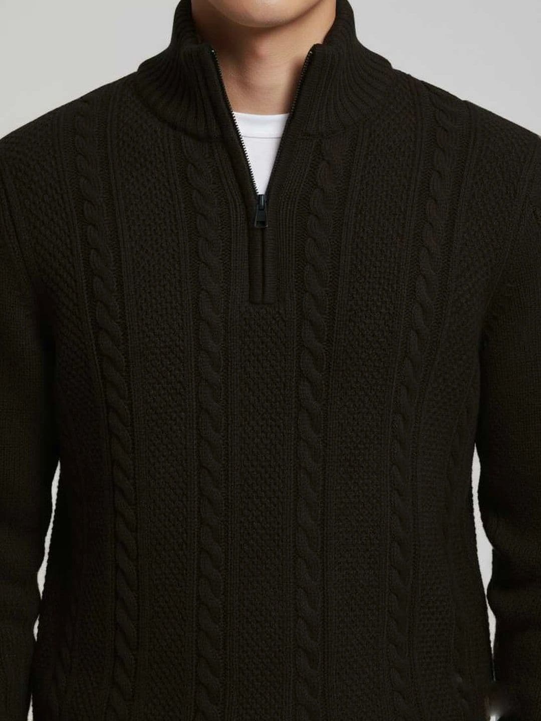 Badlook Men Cable Knit Woollen Pullover thumbnail 2