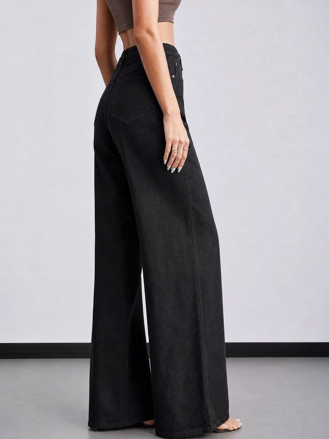 The Roadster Lifestyle Co Women Pure Cotton No Fade Clean Look Wide Leg Jeans thumbnail 2