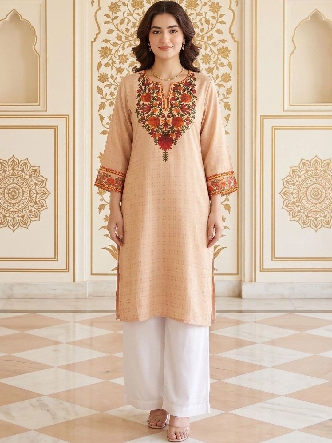 House of Pataudi Women Ethnic Motifs Embroidered Thread Work Kurta thumbnail 4
